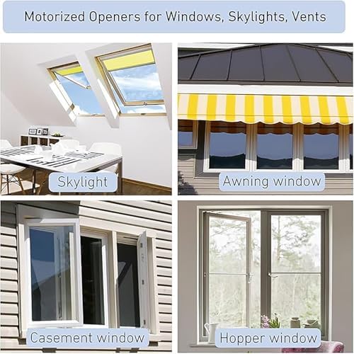 Electric Window Opener with Remote Control & Wall Switch - 11.8in Motorized Chain Actuator for Automatic Ventilation, Ideal for Home & Office Windows