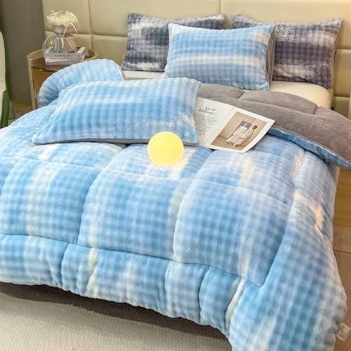 HLTQL EdredóN De Matrimonio para Invierno Grueso Edredon Cama 150 Invierno Gordo Estampado EdredóN Terciopelo Cordero(a4,150x200cm-2.5kg)