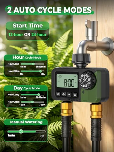 Minuteur d'arrosage à 2 sorties programmable automatique pour le jardin