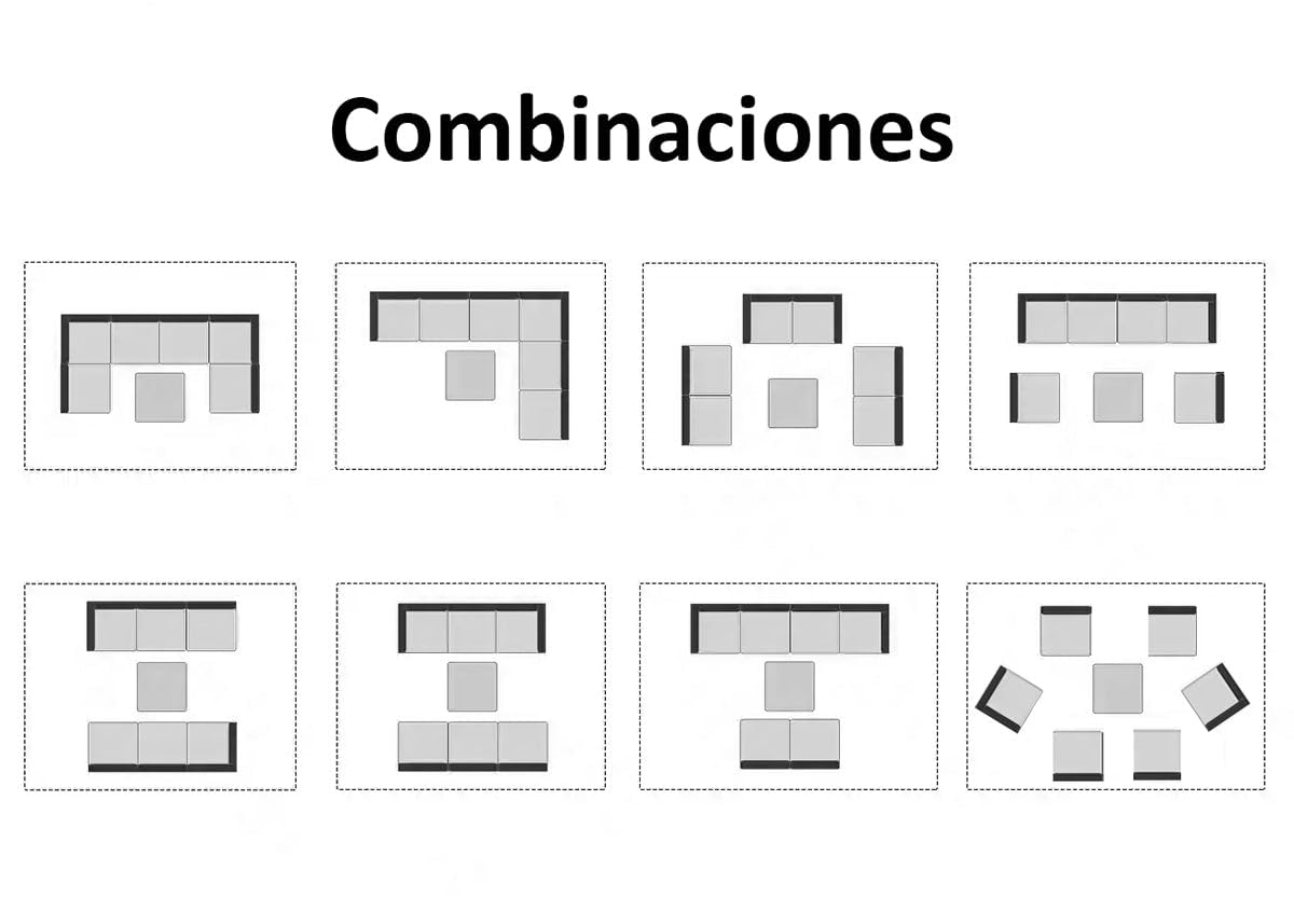 S & S Saldos y Stocks Conjunto de Sofas de Exterior en Ratan PE, 7 Piezas. Muebles de Jardin y Terraza, Gris