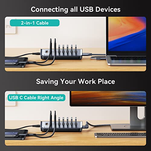 Yottamaster-USB-30-Hub-8-Ports-with-18W-Charging-Powered-USB-Hub-with-DC-12V3A-Power-Adapter-Type-C-to-USB-Data-Splitter-for-Laptop-iMac-Surface-Pro-Flash-Drives-Mobile-HDD-32ft