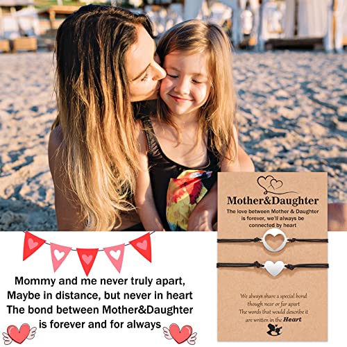 Tarsus 2/3/4 Pcs Mother Daughter Bracelets, Matching Heart Mothers Day Jewelry Gifts for Mom Daughter Women Girls2