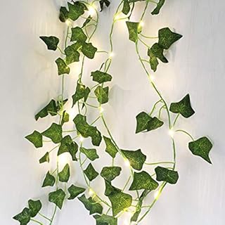 Jetcloud Leaf LED String Lights, Batteries Powered Green Leaf Garland 2M 20LED String Lights Vine Fairy Lights for Bedroom Home Kitchen Garden Office Wedding Wall Décor
