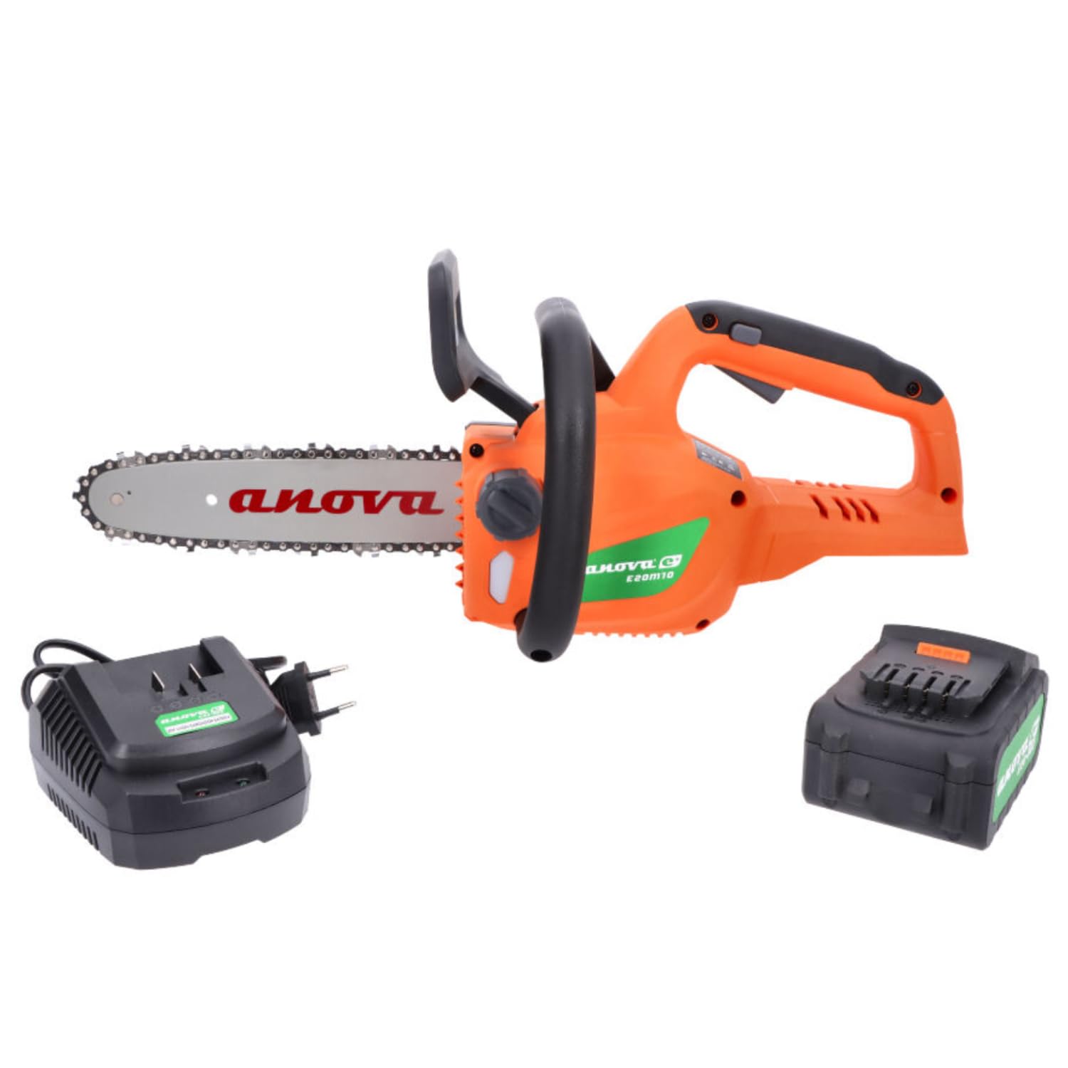 anova - Motosierra Batería E+ 20V | Potencia 700 W | Espada 10" | Velocidad Cadena 8 m/s | Tanque Aceite 120 ml | para Tala, Poda y Corte de Madera en Jardín y Trabajos Forestales | Diseño Robusto
