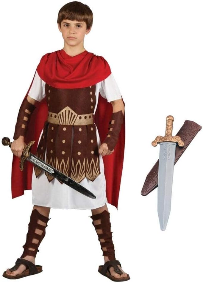 Boys Roman Centurion Gladiator Sparticus Fancy Dress COSTUME + ROMAN SWORD : Size: 8 - 10 years