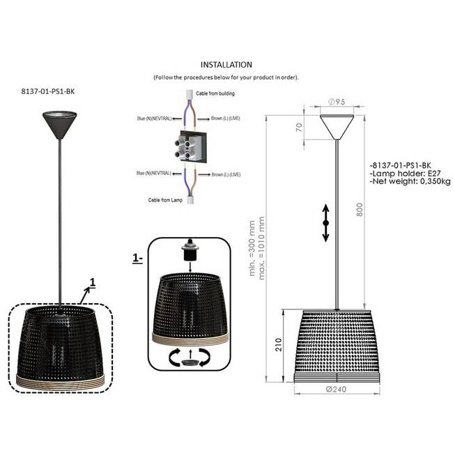 Lámpara de techo Homemania de metal y cuerda marrón 4