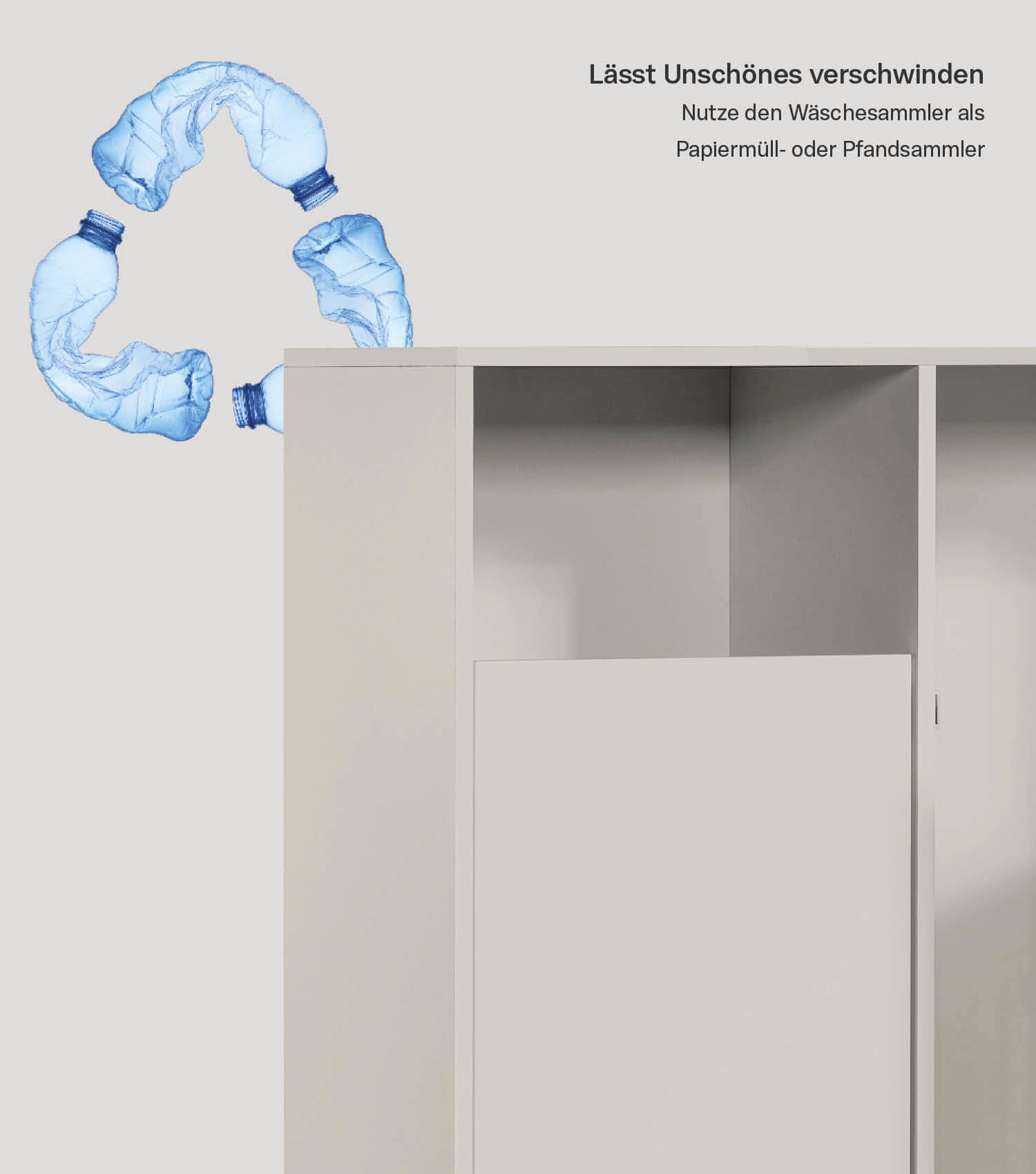 mokebo Wäscheschrank 'Der Wäschehüter' (95x80x40 cm) Made in Germany, Wäschesortierer aus Holz in Kaschmir mit 2 Fächern, Wäschekorb, Wäschesammler oder Wäschetruhe in Beige, fürs Bad & Schlafzimmer