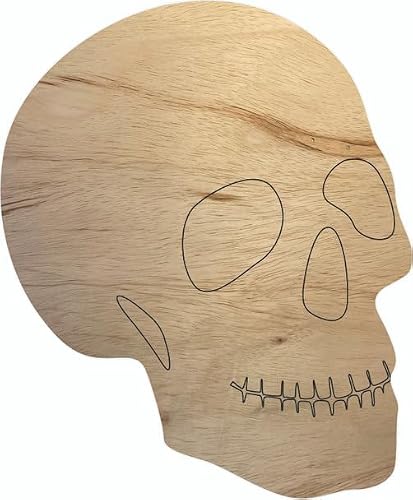 Wooden Skull DIY 1" Shape, Unfinished Halloween Scary Skull Cutout