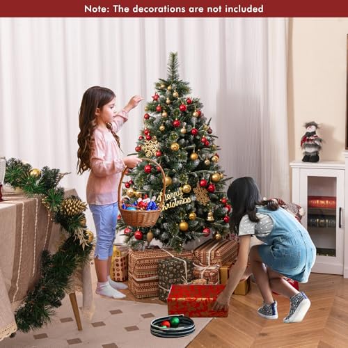 COSTWAY 5FT/6FT Pre-Lit Christmas Tree, Hinged Artificial Xmas Tree with 140/210 LED Lights, 476/856 Branch Tips and 9 Lighting Modes, Office Home Holiday Decoration Tree (5FT) - Image 9