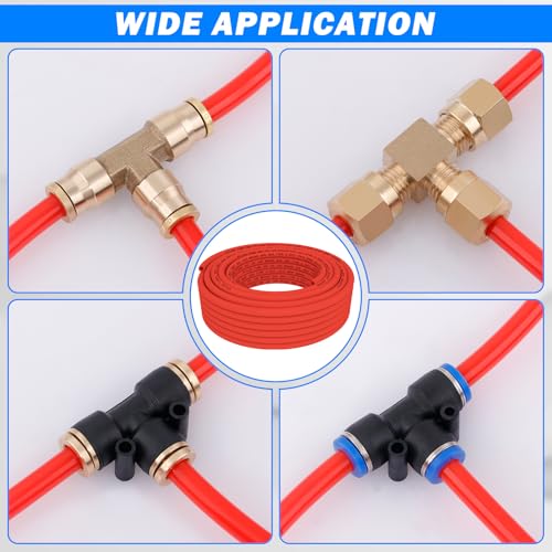 Image of CheeMuii 50 FT 3 /8 inch DOT Air Line Red 3 /8 PA12 Nylon Pneumatic Tubing 15.2 Meter 3 /8 Inch OD Pneumatic Air Tubing Pipe Hose Line for Semi Truck Trailer or Industrial Air System