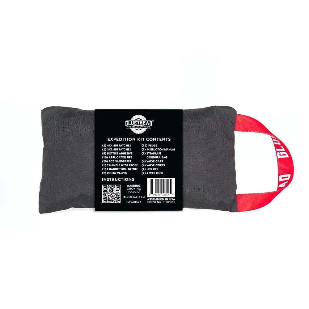 Kit de reparación de neumáticos GlueTread Expedition All Inclusive Off-Road para reparación de cualquier tipo de pinchazos o pinchazos, incluye parches de reparación de neumáticos laterales, tapones y