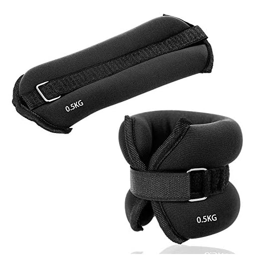 JBM - Pesi per caviglie, gambe, imbottitura per sabbia, 1 kg, 2 kg, 3 kg (1 coppia) cinghie regolabili per camminate, jogging, palestra, fitness, ginnastica, aerobica, Nero , 2 kg