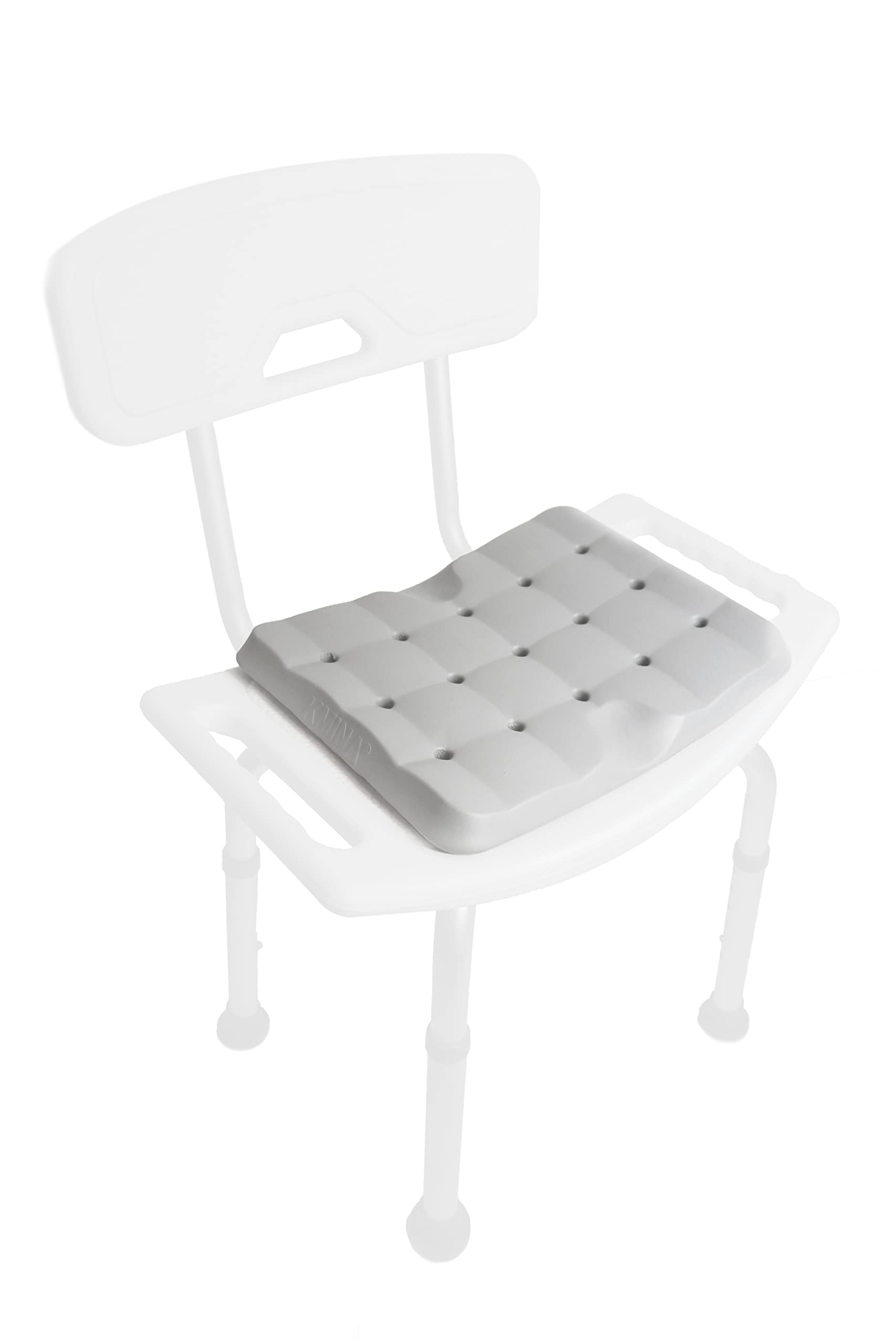 KMINA Sitzkissen Dusche Grau 35x27x3 cm, 100% wasserdichtes Duschkissen für Senioren, ergonomisches Kniekissen für Gartenarbeit, Rutschfester Duschsitz, Patentiert