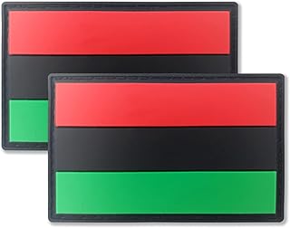 QQSD Afro American Flag Patch Pan African Tactical Patch - PVC Hook and Loop Fastener Patch, 2 Pack