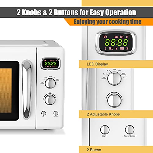 Mat Expert 0.9 Cu.ft Compact Microwave Oven, Digital Timing & 5 Micro Power, 25L Small Microwave W/Glass Turntable & 6 Preset Buttons, Delayed Start Function, 900W Mini Microwave W/Child Lock (White) #TOP4