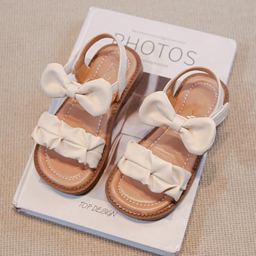 Little Toddler Girls White Sandals Cute Bowknot Open Toe Summer Flats Sandals With Rubber Sole for Wedding Party2