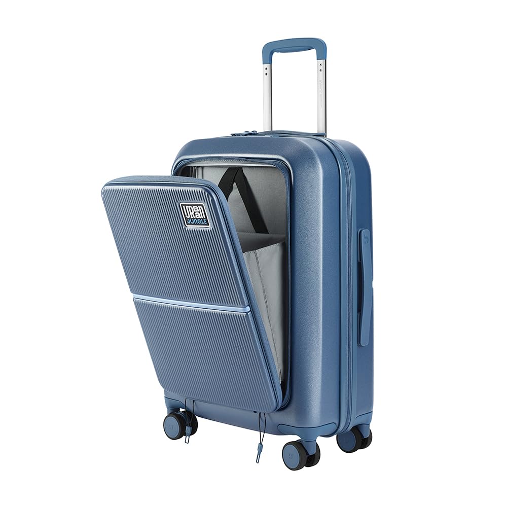 urban jungle by Safari, The Caliber Front Open Cabin (59cm) Trolley, 50L Hard Sided Polycarbonate Small Suitcase with USB Charging Socket, TSA Lock, Anti Theft Zipper, 8 Silent Wheels (Skyline Blue)-picture-1