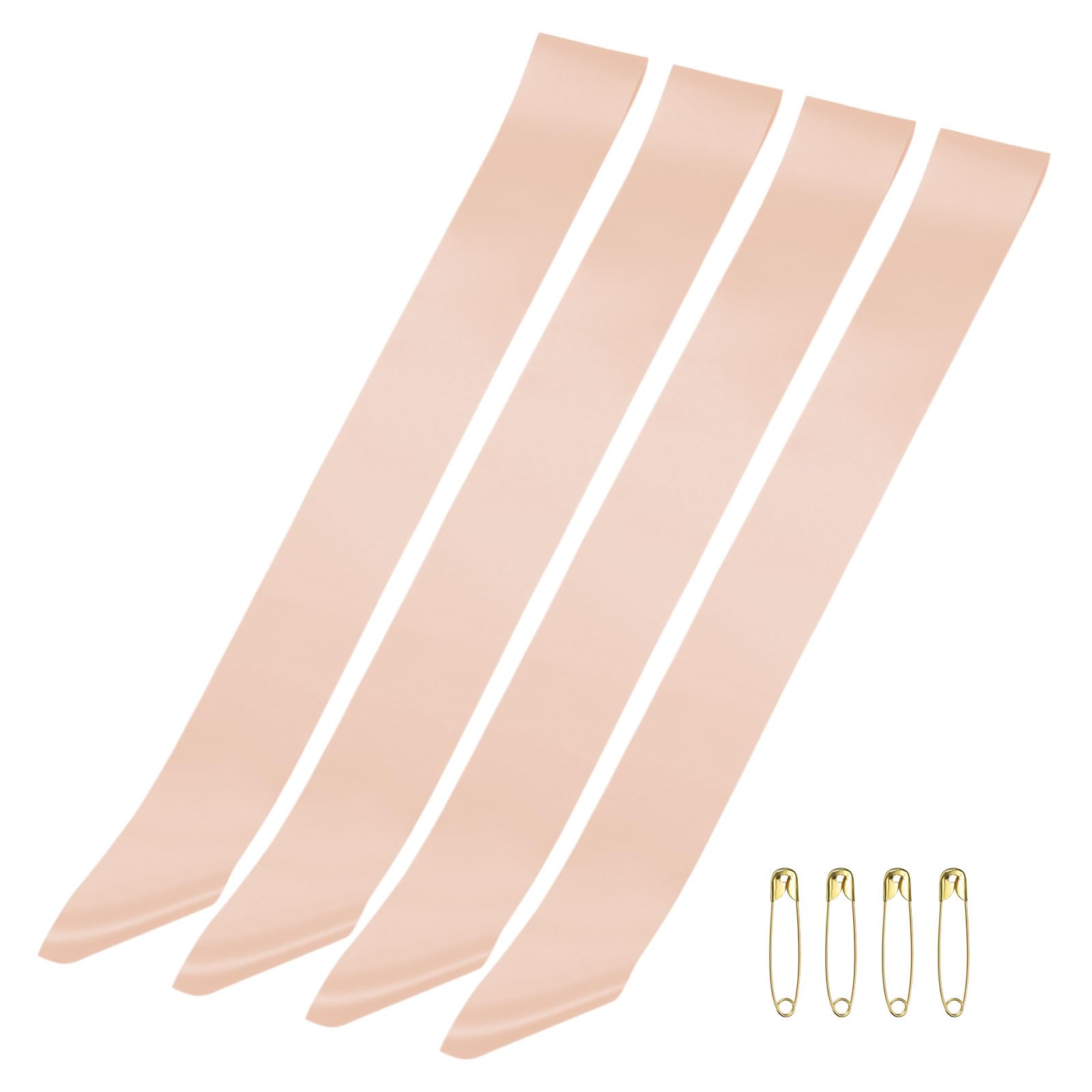 PATIKIL 63" x 4" Blank Satin Sash, 4 Pcs Champagne Plain Prom Queen Satin Sashes for Pageant Prom Graduation Wedding Banquet Birthday Party DIY Decorations