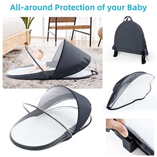 Sporary Travel Bassinet Portable Bassinet，Portable Travel Crib Infant Travel Bed With Mosquito Net And Canopy，Lightweight And Foldable（Light Grey #TOP1