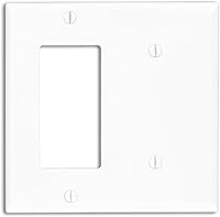 Vista 5 de Leviton Decora/ICFT - Placa de pared para combinación de dispositivos de 2 unidades, 1 blanco, tamaño estándar, 80708-E