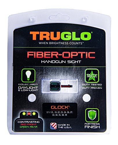 Truglo Fiber-Optic Handgun Night Sight | Compact Durable Snag-Resistant High-Visibility Red Front & Green Rear Sight, Compatible With Glock Low Handguns #TOP3