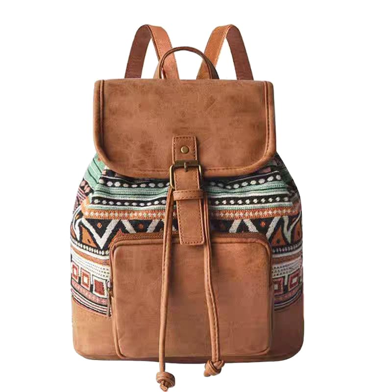 Amoyie Abaría - Moda la Mochila de Lona y Cuero, Bolsos de Mujer, Mochila pequeño Bolsa de Viaje, Mochilas Tipo Casual niñas, Verde