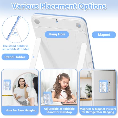 Image of Audab 2Pcs Dry Erase Chore Chart for Kids, Magnetic Checklist Board, My Chores Slider Chart to Do List Board, Routine Reward Chart Schedule Board Task Tracker for Home Refrigerator, Wall, Desk (Blue)