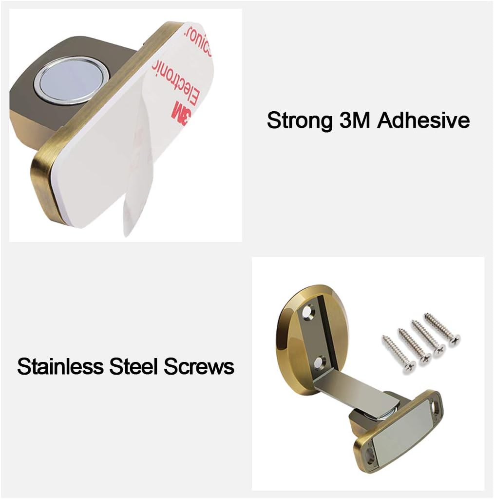 PHOEWON Strong Magnetic Door Stopper Metal Door Stop Heavy Duty Door Catch with 3M Self Adhesive Conceal Screws Floor Mounted - Image 5