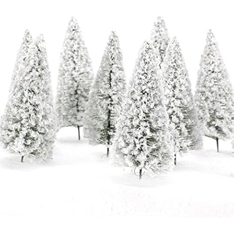 Cedar Trees Model 10 Pcs Landscape Sand table model white Landscape Plant for DIY Craft Scenery Landscape 10cm Cover