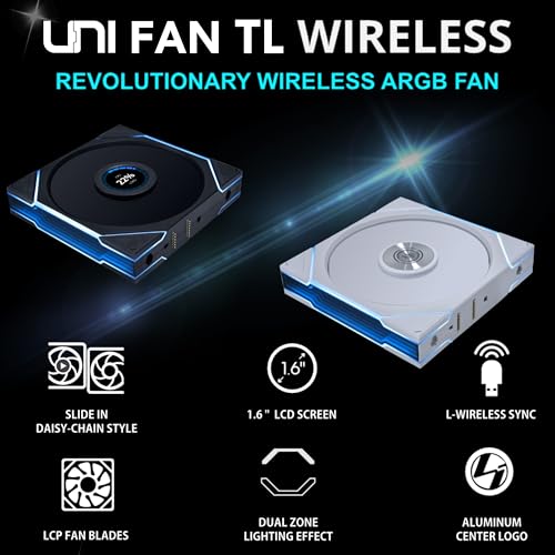 Image of Lian Li UNI Fan TL Wireless 140-Single Pack -2.4 GHz Wireless Signal 140MM ARGB Fan-Infinity Mirror-Daisy-Chain - Customizable Lighting Effects-Controller NOT Included & Required - White (14TL1W1W)