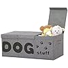 Qozary Dog Toy Storage Box – 3 Grids Large Dog Toy Basket and Storage Bin With Lid for Pet Supplies, Perfect To Keep Everything Organized