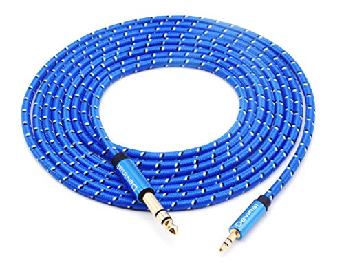 Cable estéreo 1/4 a 3.5 mm, 3 m, trenzado nylon miniatura 6