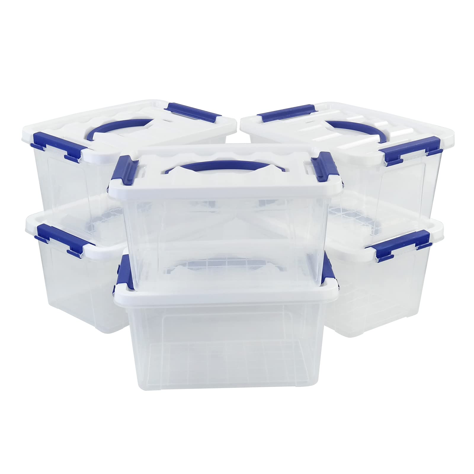 Nesmilers Clear 6-Pack Plastic Boxes With Lid, 6 Liter Small Storage Box