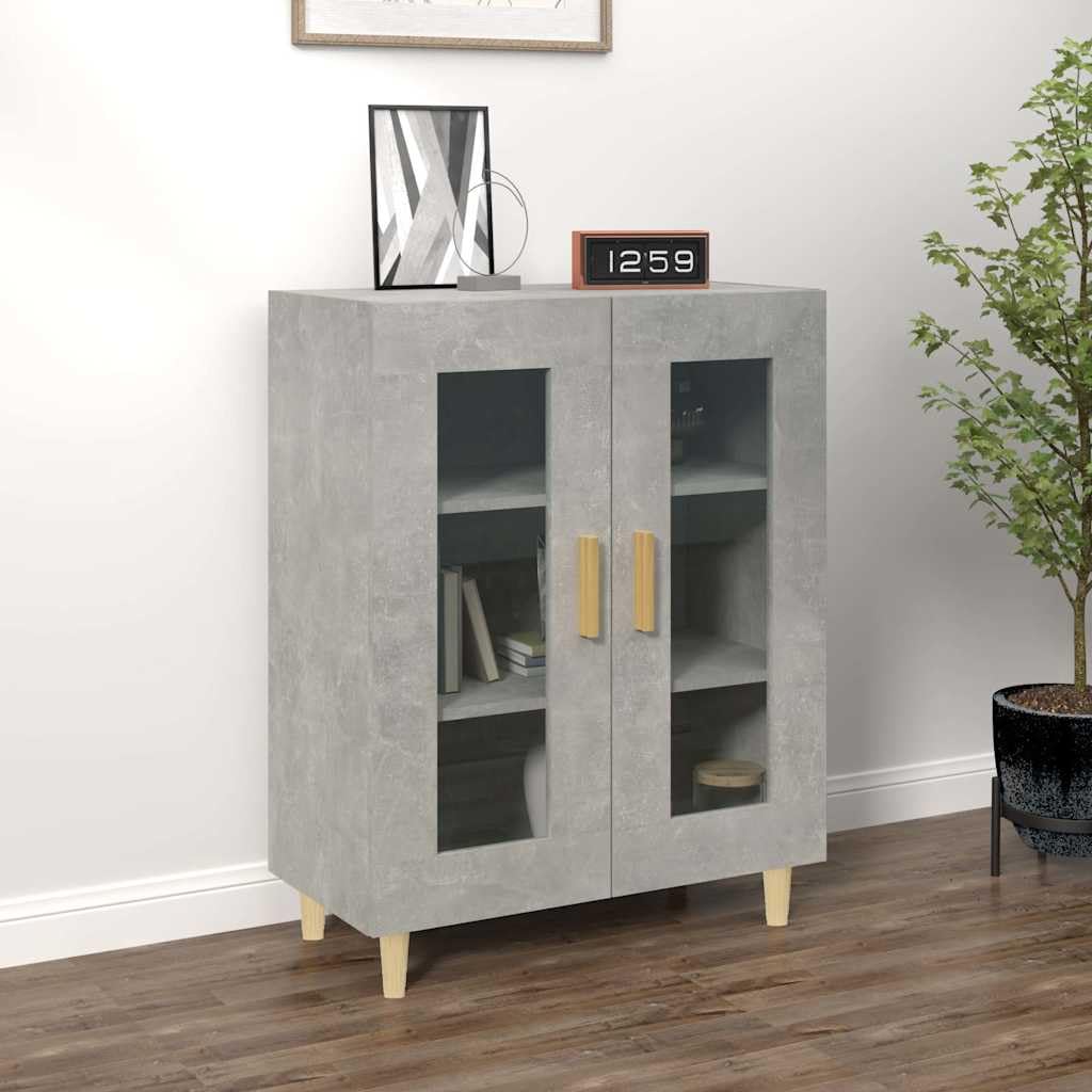 Credenza grigio cemento, 69,5 x 34 x 90 cm, credenza con 2 ante in