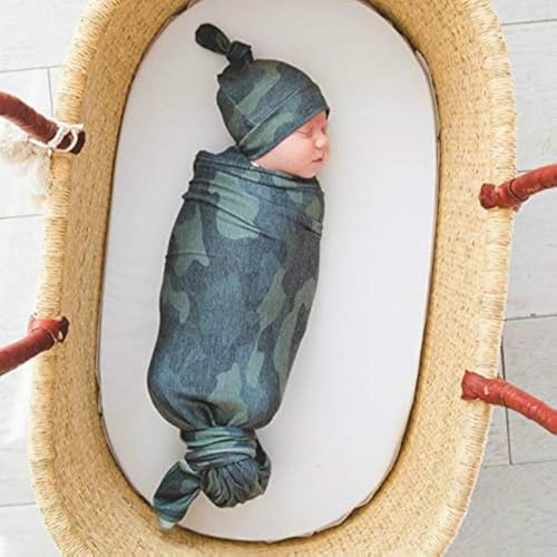 Image of Boy Swaddle Blanket, Receiving Blankets Boy, Camouflage Swaddling Blanket, Accessory Clip, Baby Boy Swaddle Registry, Newborn Wrap Soft Snug Strethey Breathable, Hospital Coming Home Outfit