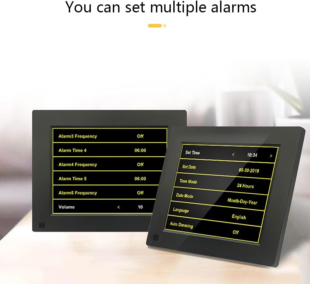 Digital Photo Frames Black/White 8-inch Electronic Clock Machine Desk Calendar Digital Electronic Album Resolution 1024×768 (White) (Black)