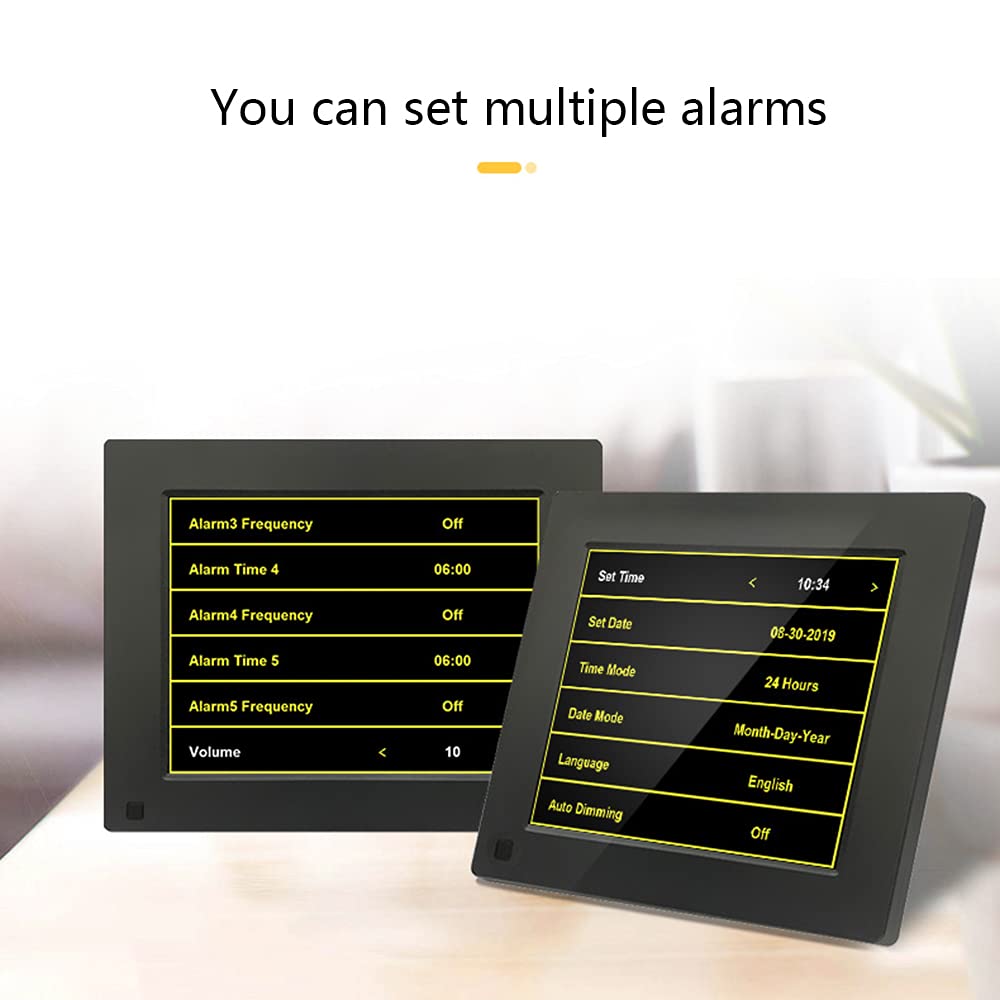 Digital Photo Frames Black/White 8-inch Electronic Clock Machine Desk Calendar Digital Electronic Album Resolution 1024×768 (White) (Black)