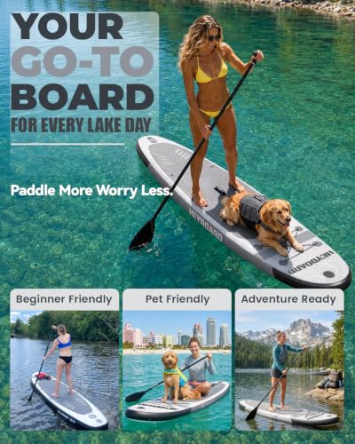Image of HEYBOARD Inflatable Stand Up Paddle Board 10'6 inchx32 inchx6 inch Standup Paddleboard with Premium SUP Accessories & Backpack, Non-Slip Deck, Waterproof Bag, Leash, Paddle, Hand Pump