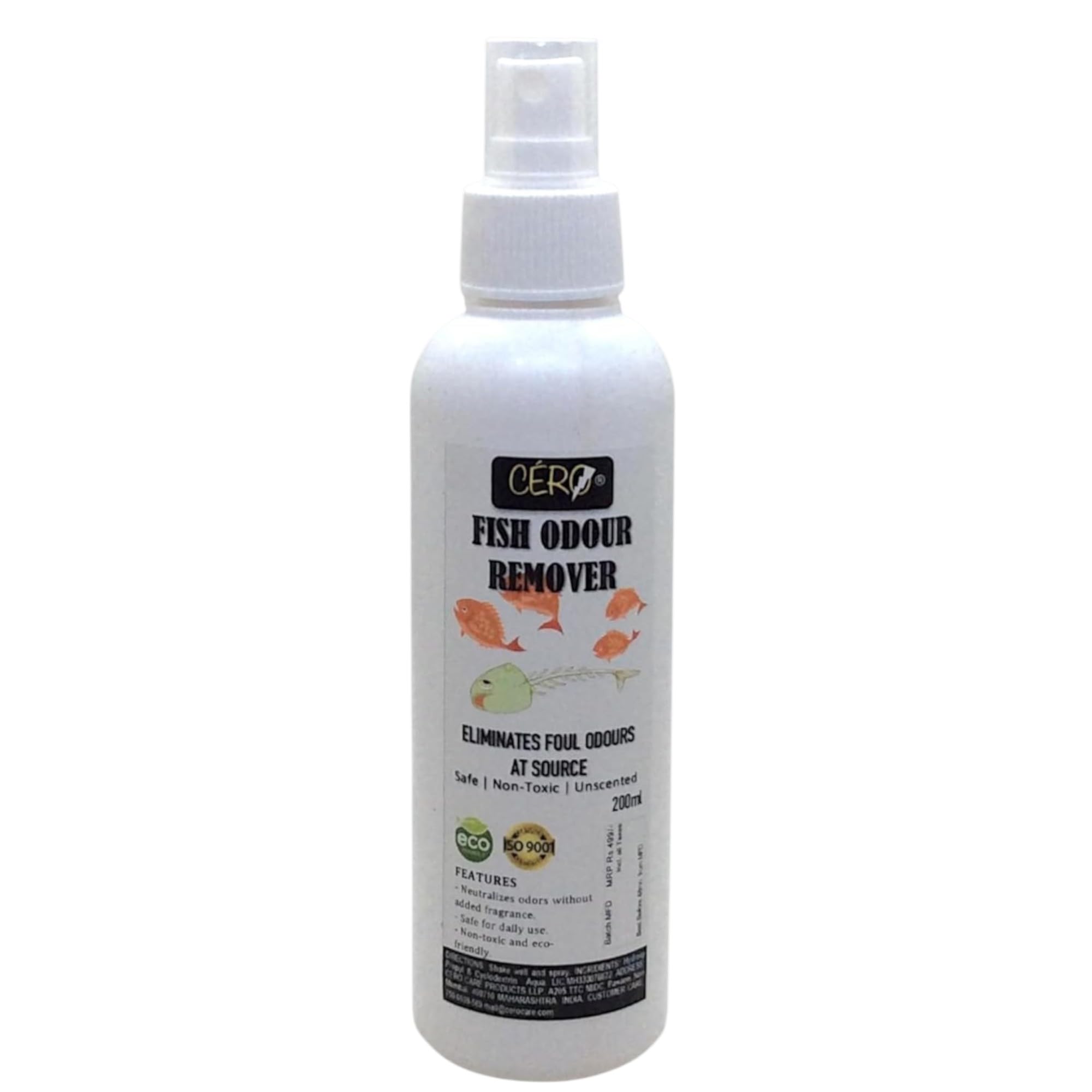 CERO® Fish Smell Odor Remover (200ml) | Unscented, Non-Toxic & Eco-Friendly Odor Eliminator Spray | Safe for All Surfaces.-image-1