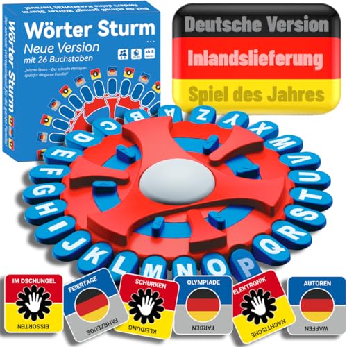 BLOOOK Wörter Sturm Spiel Brettspiele Wörterspiel Erwachsene Kinder Gesellschaftsspiele Spiel des Jahres Familienspiel 2-8 Personen Tabletop Spiele Partyspiele (Rot Blau)