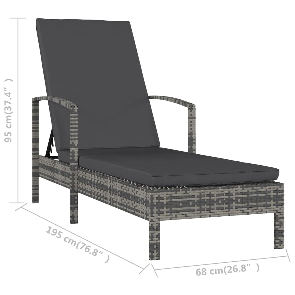 Tomostar Bain de Soleil, Chaise Longue Jardin Extérieur Transat pour Piscine avec accoudoirs Résine tressée Gris