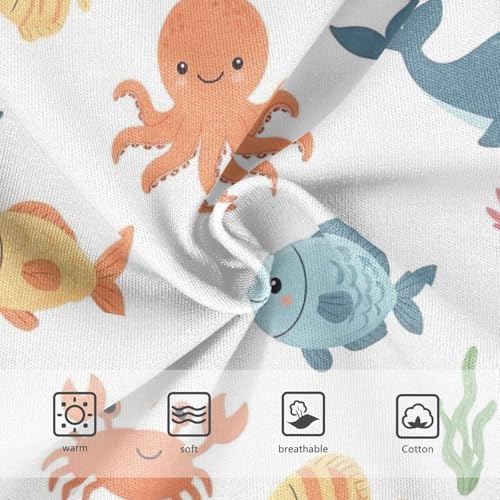 Cute Colorful Sea Animals Whales Toddler Girls Panties, Girls' Cotton Brief Underwear, 2T–8 Years3