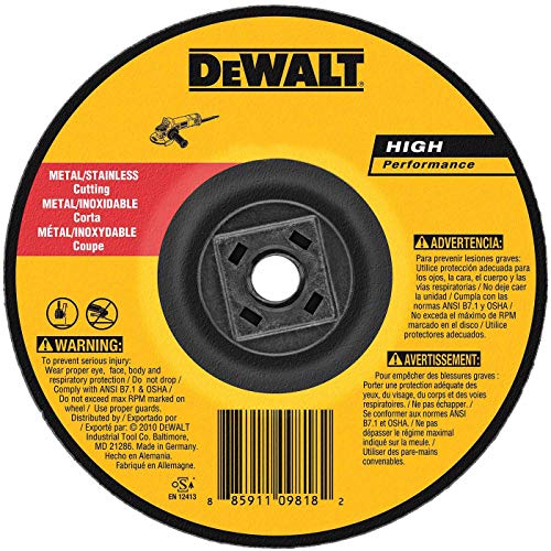 DeWalt DW8424H 4-1/2-Inch by 0.045-Inch by 5/8-Inch to 11-Inch Metal Cutting Wheel, 10-Pack