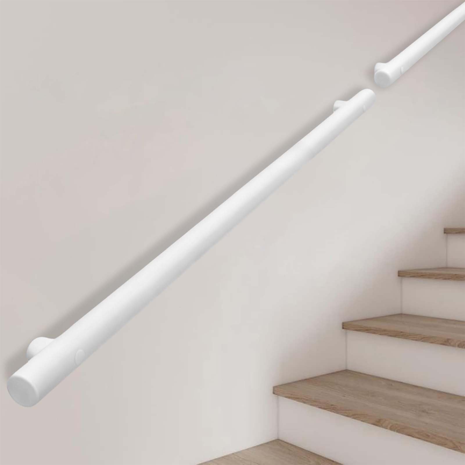 Fkxsxaz White Metal Complete Handrail For Stairs Railing Grab Bar Kit, 100Cm 1.5M 2M 300Cm 4M Stainless Steel Staircase Handrails Villa Loft(20Ft/600Cm)