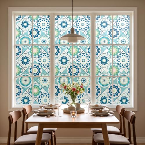 Vinilo decorativo para ventana estilo vidriera azul 17.5x78.7 pulg miniatura 6