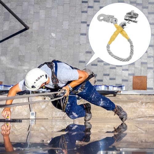 Image of Veemoon Self-Locking Fall Protection Lanyard Rope Grab Fall Protection Device Climbing Arrester High Strength Safety Rope Construction Tool Lanyard Vertical Lifeline for Climbing, Aerial Work