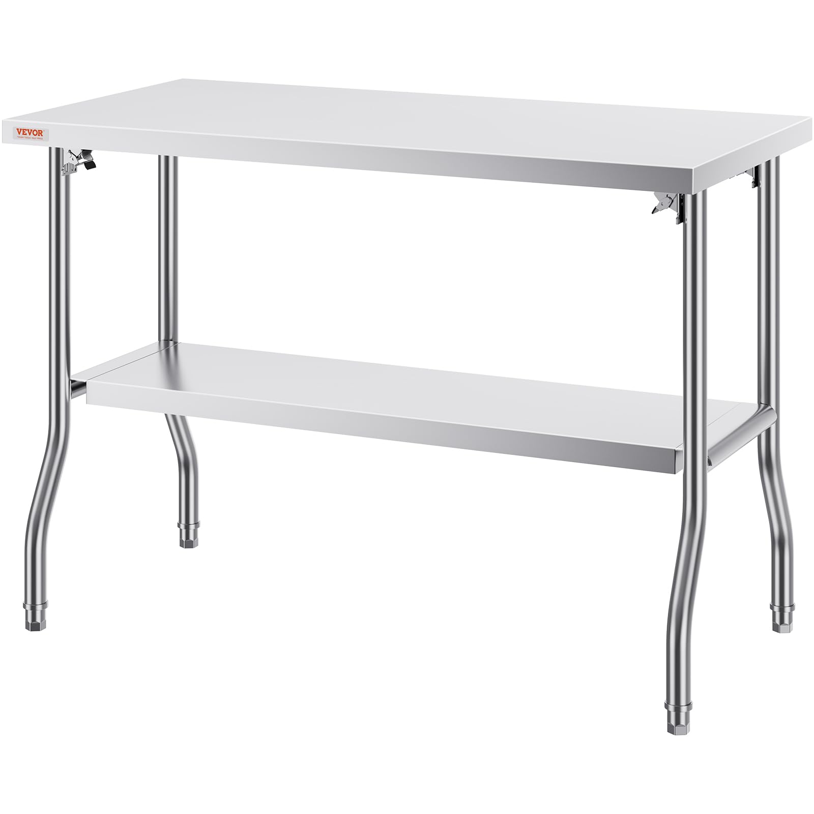 VEVOR Arbeitstisch Küche, 1220 x 610 x 850 mm Arbeitstisch Gastro 2-lagiger Zubereitungstisch Edelstahl Gastro Tisch, Essenszubereitung Gewerbe Küchentisch Lebensmittel Küchentisch Edelstahltisch