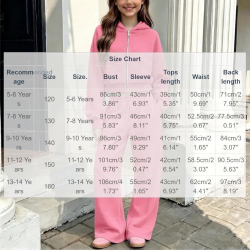 YMADREIG Girls 2 Piece Sweatsuit Zip Up Cropped Hoodie Wide Leg Sweatpants - image 6