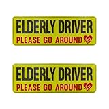 2PCS Elderly Driver Please Be Patient Car Magnet, Reflective Safety Warning Sign Magnetic Sticker, Elderly Driver Magnet Car Door and Bumper Signs (Pattern 3)