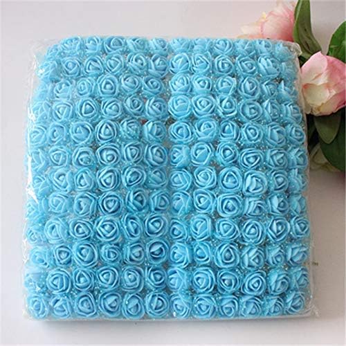 Florona Foam Rose Fake Flowers for Crafts 144 pcs 2 cm Mini Wreaths Artificial Flower Bouquet Sky Blue Color Rose Flower Wedding Scrapbooking Decoration-image-43